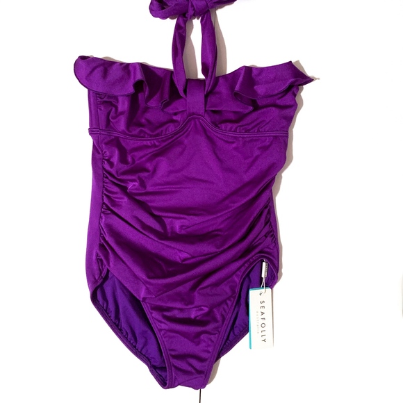 SEAFOLLY Purple One Piece DD Cup Bathing Suit Wire - Picture 3 of 4